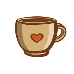 Coffee cup with red heart color vector