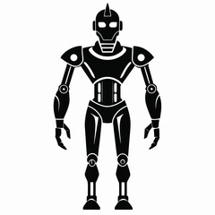 Bold Robot Cartoon Illustration Simple and Clean Design Featuring a Classic Robot with a Rectangular Body and Round Joints
