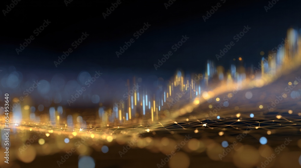 Aufkleber digital data stream: a mesmerizing digital depiction of financial markets, rendered in a luminous, m