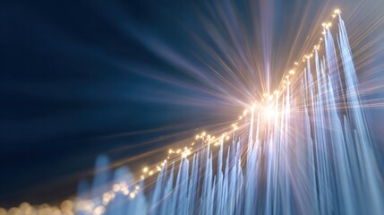 Financial Ascent: An upward-trending line of light streaks majestically, representing growth and progress in the financial domain. The dynamic composition implies expansion and triumph. 