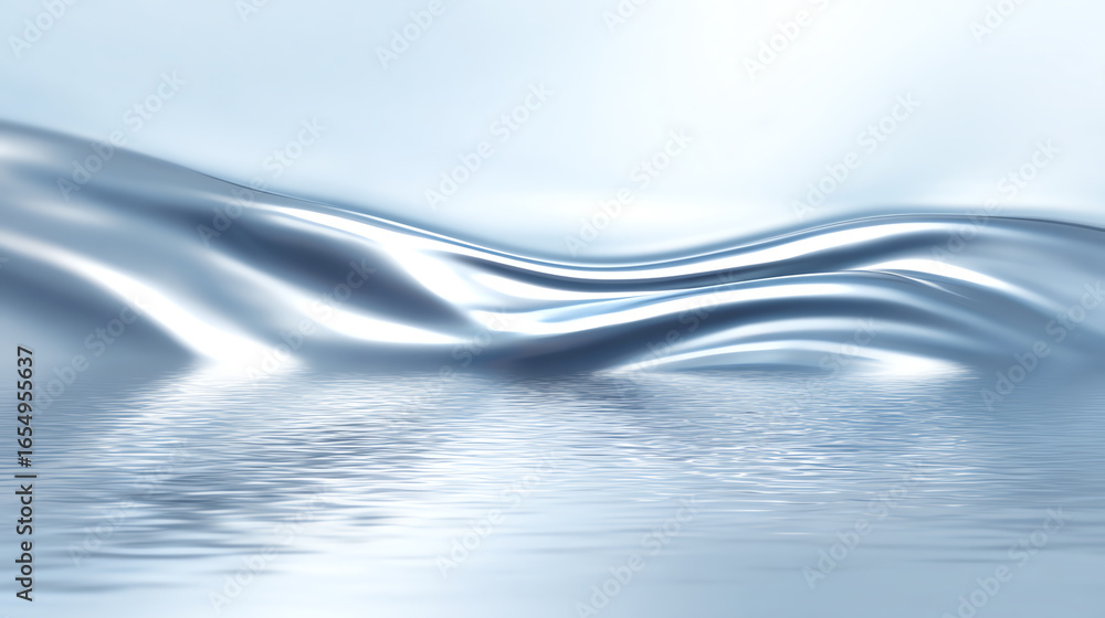 Poster a serene and tranquil view of gently flowing water, reflecting soft light and creating a calming atm