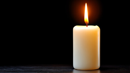 A serene candle flickering gently in the darkness, creating a calming atmosphere perfect for relaxation or meditation.