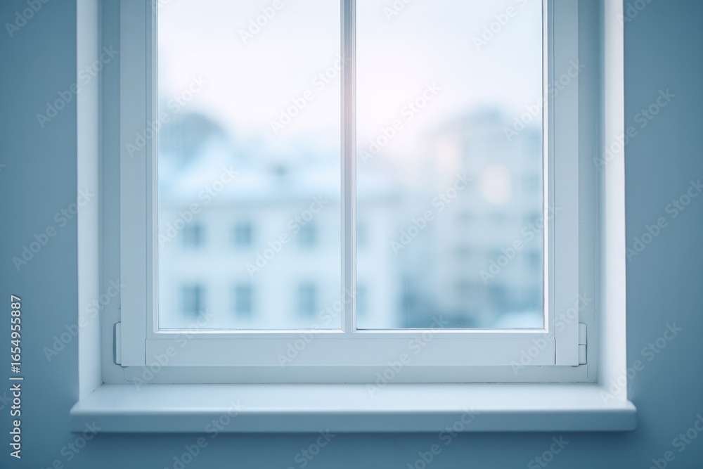 Poster soft light filters through frosted window, creating serene, calm