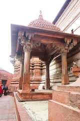 ancient Indian temple arches fragment,The sacred building carved from stone, Ancient rock curved temples of Hindu Gods at vrindavan