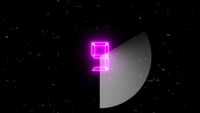A vibrant neon countdown icon glowing with electric colors, representing urgency and time management. Ideal for digital timers, event apps, or futuristic user interfaces.
