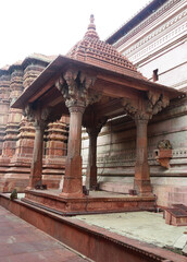 ancient Indian temple arches fragment,The sacred building carved from stone, Ancient rock curved temples of Hindu Gods at vrindavan