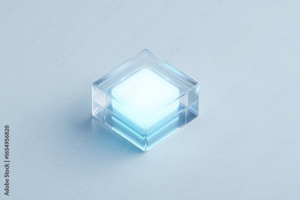 Aufkleber illuminated crystal block radiates soft light, creating serene a