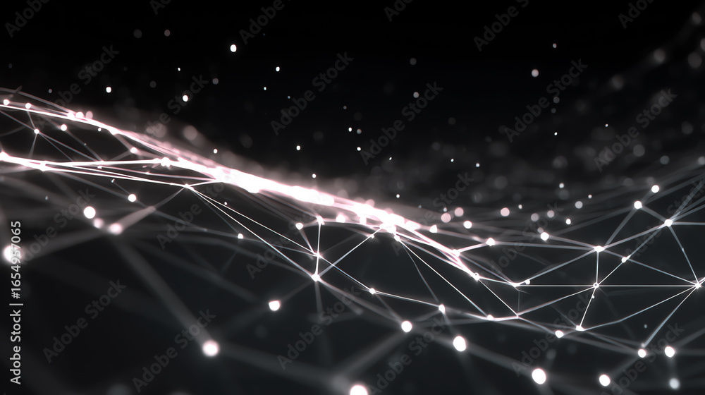 Poster a stunning abstract representation of a digital network showcasing interconnected lines and glowing 