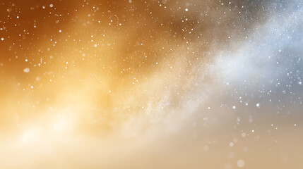 Obraz premium A stunning blend of orange and blue colors creates a serene backdrop filled with delicate particles, perfect for various artistic uses.