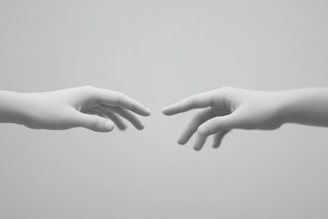 Reaching hands symbolize connection and unity, conveying emotion