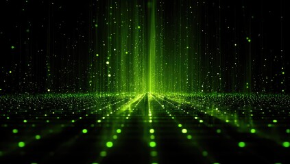 Abstract digital backdrop with vibrant green particles