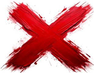 Untitled design - Hand-Painted Brush Stroke Red Cross Mark, Rough Textured X Symbol, Isolated Transparent Background