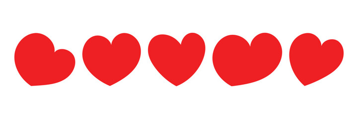Flat heart shapes vector collection. Doodle hearts sketch set. Red heart love vector icons. Vector illustration 