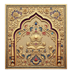 Ornate Golden Relief With Floral Motifs And Gem Accents A Decorative Element
