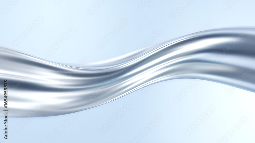 Poster abstract design featuring a fluid, wave-like silver form on a light background, perfect for modern g
