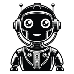 Friendly Robot Character with Antennae and a Smiling Face A Retro Design for Children's Products and Technology Themes