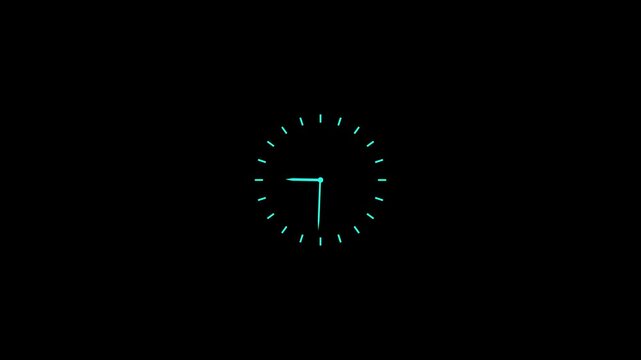 Twelve hours clock run, moving time arrows, 12 hours clock dial loop, twenty-four hours time lapse animation, Hours appear on a white background and quickly go 
