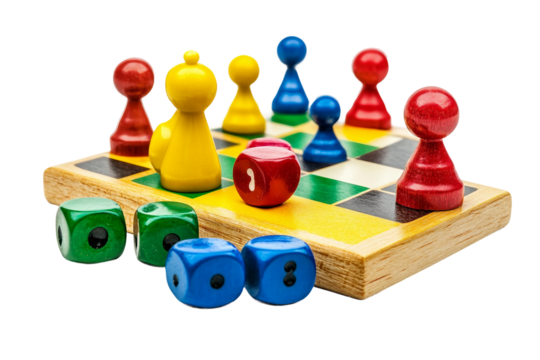 Colorful educational games tools isolated on transparent background - Powered by Adobe