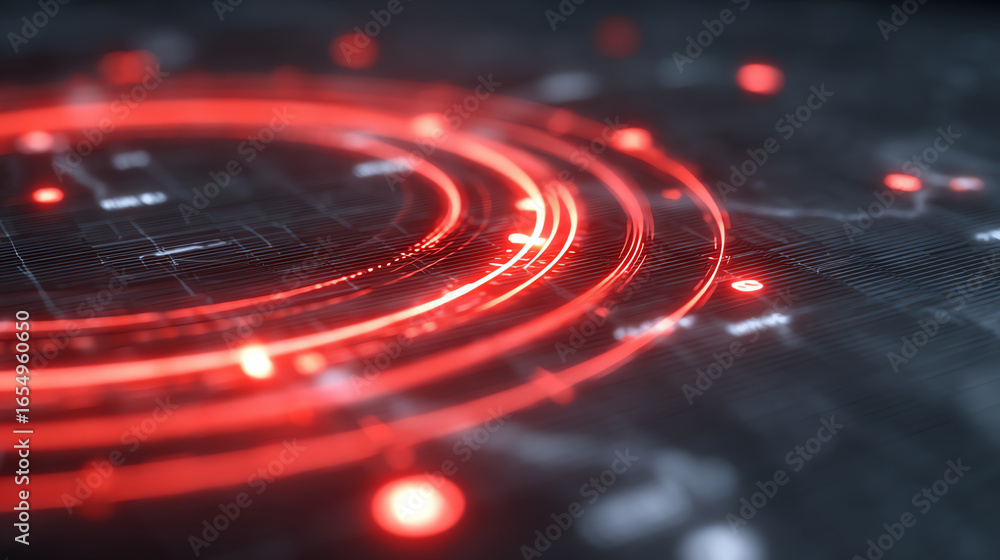 Poster abstract red digital lines and circuits representing advanced technology and innovation in a futuris