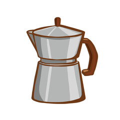 Metal coffee pot, coffee kettle vector