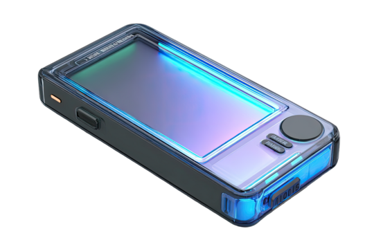 Transparent mobile device angled