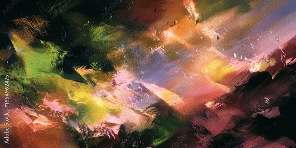 Poster abstract colorful pattern with vibrant strokes creating a dynamic feel, emphasizing movement and ene
