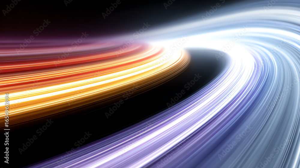 Poster dynamic light trails creating an abstract background, perfect for illustrating speed, innovation, or