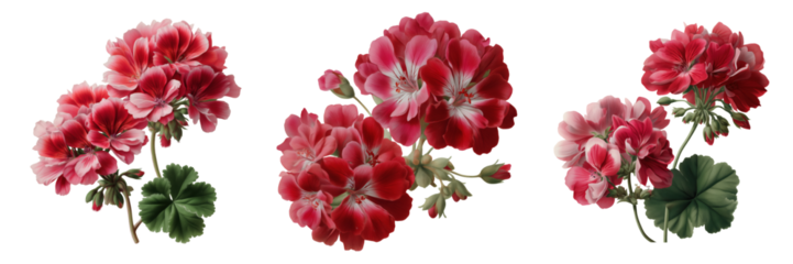 Nature's beauty close-up of geranium flowers in botanical garden on transparent background