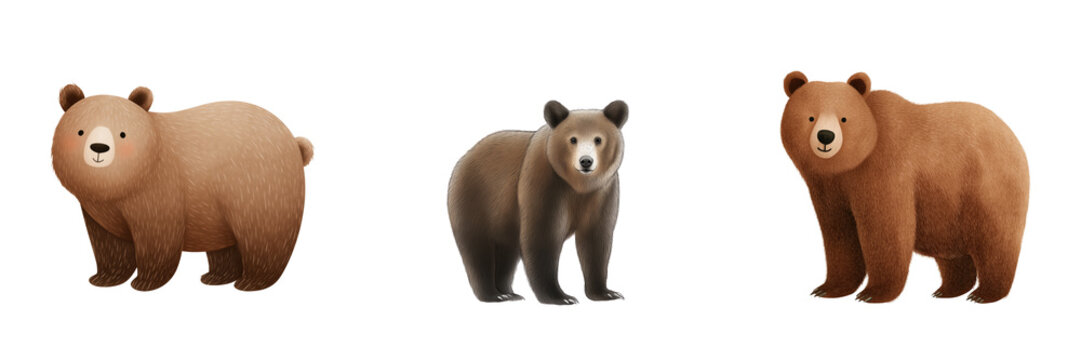 Fototapeta Playful brown bears in a forest habitat wildlife on transparent background