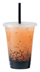 PNG A plastic disposable ice black orange coffee glass drink cup