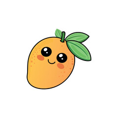 Cute cartoon's fruit with big cute eyes and happy smiling face. Fun, colorful, and playful Halloween or autumn illustration. Perfect for kids' designs, stickers, party invitations, seasonal decoration