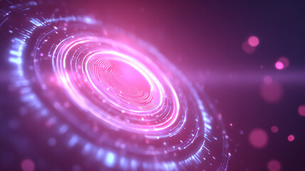 Vibrant abstract image featuring glowing circles and particles in purple and pink tones, ideal for digital projects and modern designs.