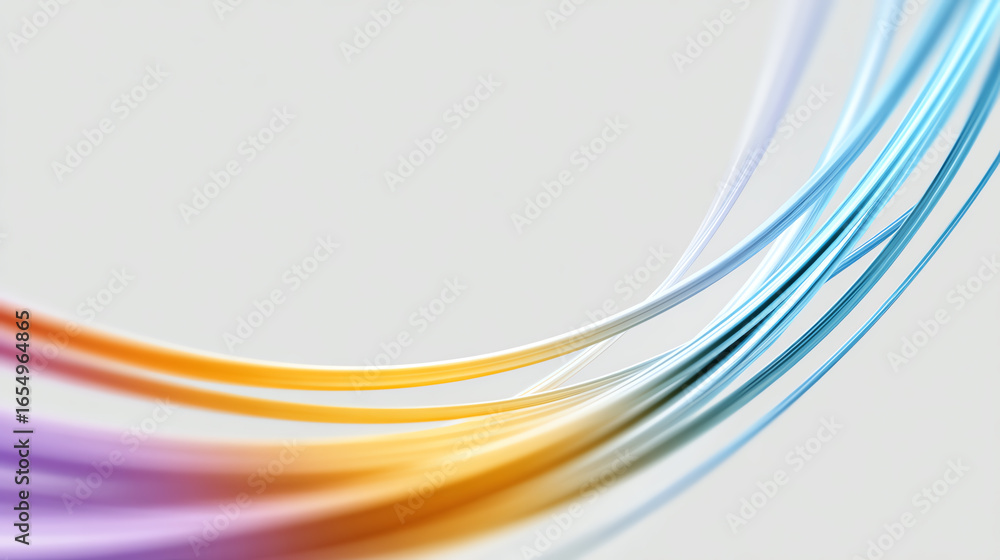 Poster vibrant colored lines flowing gracefully across a minimalist background, creating a dynamic and mode