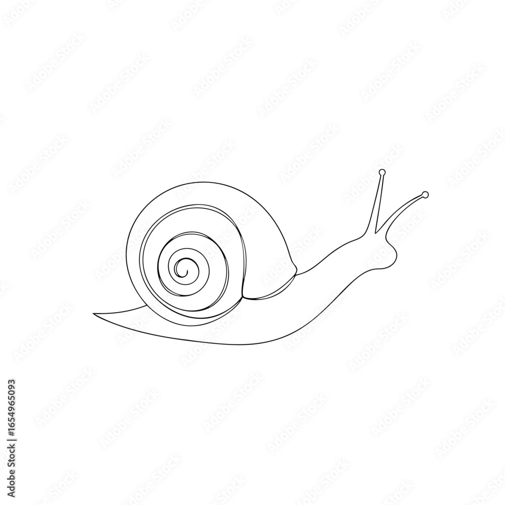 Poster minimalist single line drawing a snail a continous line vector