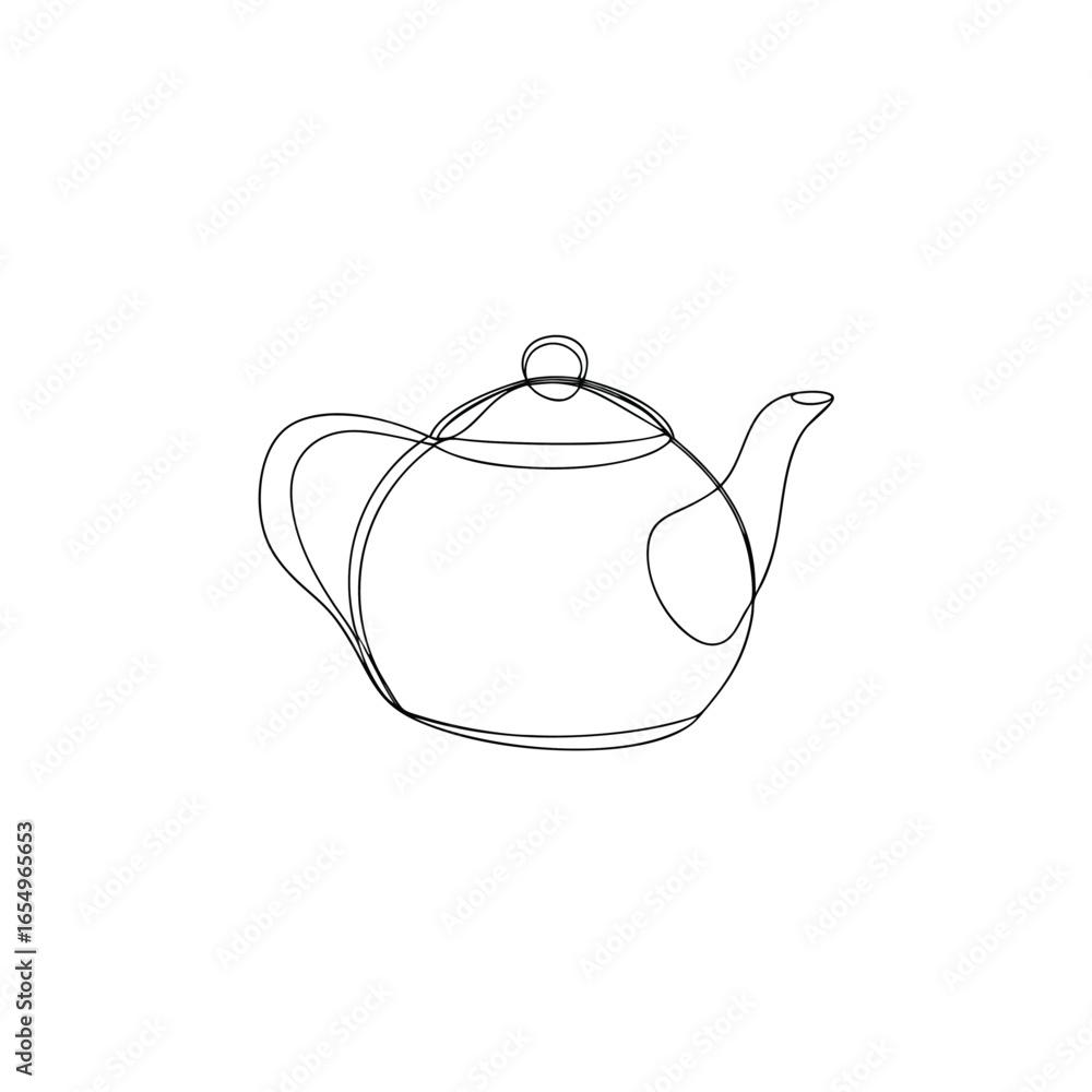 Poster minimalist single line drawing a teapot with handle spout continous line drink beverage
