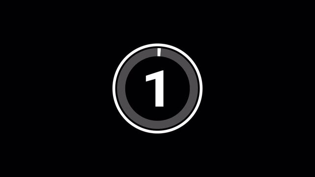 Five second countdown timer animation from 5 seconds to 1 seconds with alpha channel , 5 second countdown timer on a transparent background in 4k.
