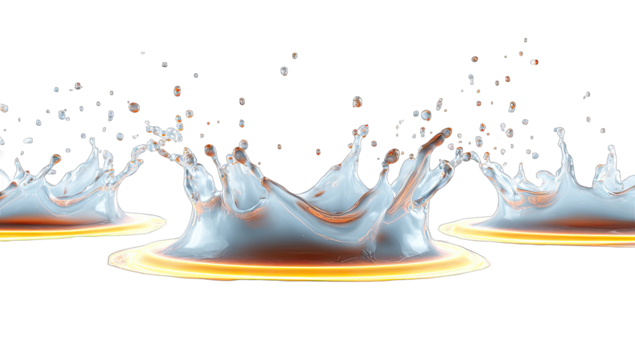Fluid splashes on dark background