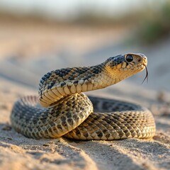 Fototapeta premium a snake with its mouth open on the ground