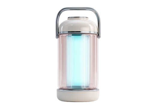 Beige cylindrical UV lamp with handle