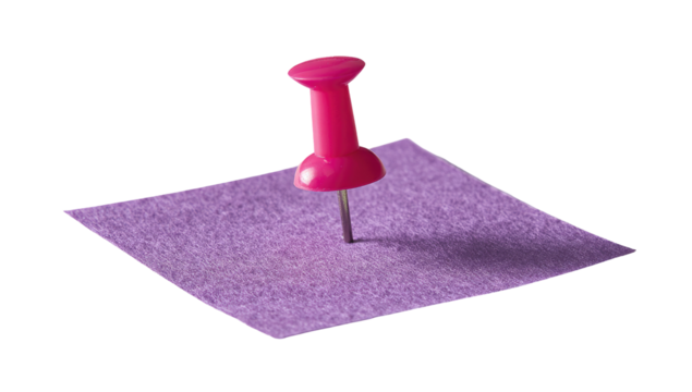 Pink pushpin in a purple square - Powered by Adobe
