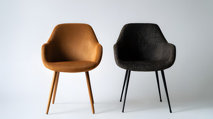 Black and brown chairs with isolated on a white background