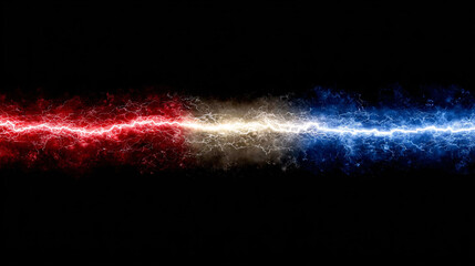 A single gradient red and blue lightning bolt, symbolizing speed and power - on a black background