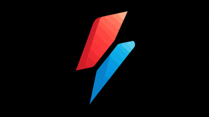 A single gradient red and blue lightning bolt, symbolizing speed and power - on a black background