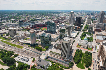 Naklejka premium Downtown St. Louis as Seen from Above in the Arch