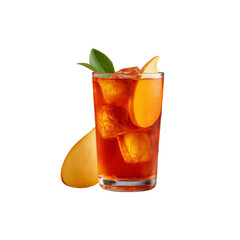 Refreshing Iced Tea with Peach and Mint Garnish in Tall Glass