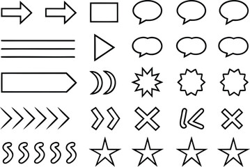 Collection of Simple Black and White Vector Icons and Shapes for Graphic Design and Web Development Projects