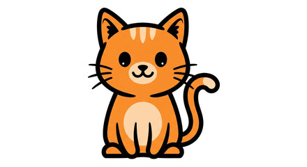 Obraz premium Cute cartoon cat illustration with transparent background