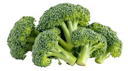 Fresh Green Broccoli Florets Isolated on Transparent Background Healthy Eating and Vegetarian Diet Concept