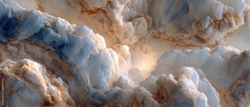 Poster abstract cloudscape view from above with blue and beige tones dreamy and ethereal sky texture gentle