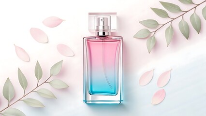 Elegant Perfume Bottle with Gradient Fill and Floral Accents a Study in Beauty and Fragrance Composition